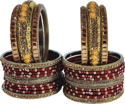 Sheetal Metal, Stone, Glass, Plastic Gold-plated Bangle Set