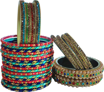 Sheetal Stone, Glass, Plastic Gold-plated Bangle Set
