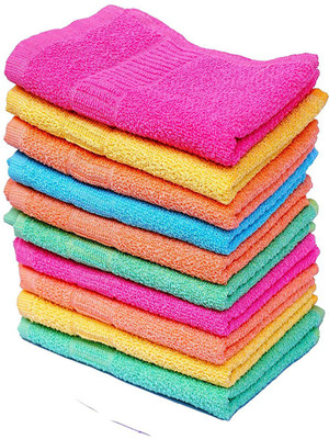 Weaving Poems Cotton High Absorbent Hand Towels, Light Colour (Size: 10X 16 inch) - Set of 10. Multicolor Cloth Napkins(10 Sheets)