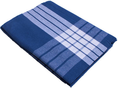Tharunsha Elite 150 TC Cotton Single Solid Flat Bedsheet(Pack of 1, Blue, White)