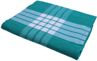 Tharunsha Elite 150 TC Cotton Single Solid Flat Bedsheet(Pack of 1, Green, White)
