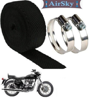 AIRSKY (3 Mtrs Black) Silencer Wrap With Clamp Bike Exhaust Heat Shield