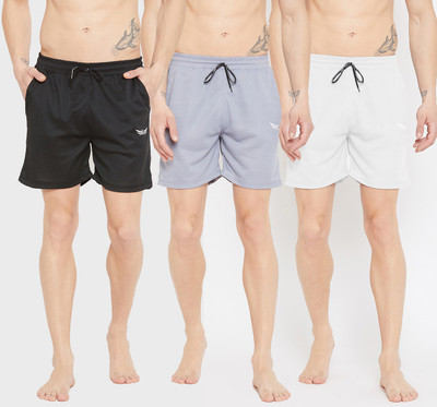 Chrome & Coral Mesh Men Black, Grey, White Regular Shorts