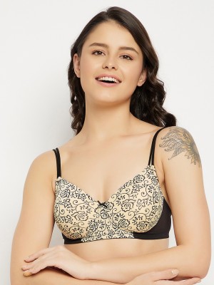 Clovia Women T-Shirt Lightly Padded Bra(Beige, Black)