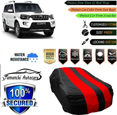 Tamanchi Autocare Car Cover For Mahindra Scorpio(Red, Black)