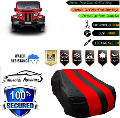 Tamanchi Autocare Car Cover For Mahindra Thar DI 4X4(Red, Black)