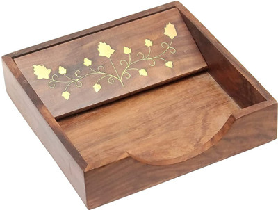 Voody 1 Compartments Wooden Tissue Holder(Brown)