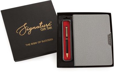 Signature 2022 Frisco Diary + Cello Origin Ball Pen A5 Gift Set Ruled 335 Pages(Grey, Pack of 2)