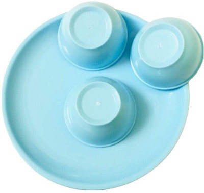 Kanha Pack of 9 Plastic Dinner Set | 3 Plates + 6 Bowls | Microwave Safe | Dishwasher Safe | for Heating & Serving | for Breakfast, Lunch, Dinner {Aqua Blue} Dinner Set(Blue, Microwave Safe)