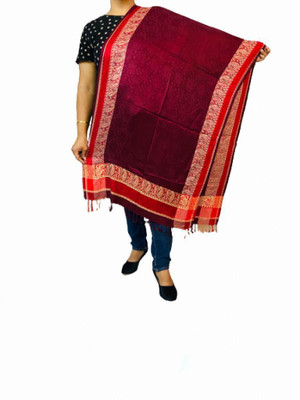 Zaria Fabs Viscose Woven, Self Design Women Shawl(Purple)