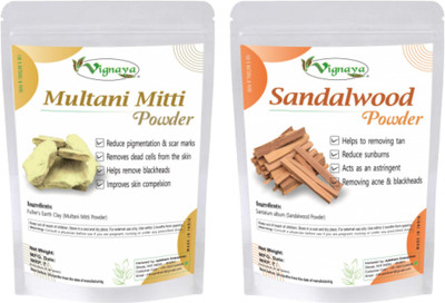 Vignaya Herbal Combo of Multani Mitti Powder (200Gm) & Sandalwood Powder (100Gm) for Face Pack(300 g)