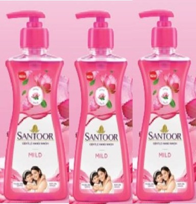 Santoor Gentle hand wash mild 200ml×3=600ml Hand Wash Pump Dispenser(3 x 200 ml)