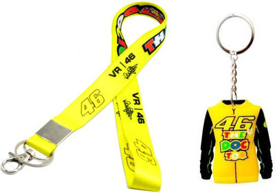 Deethyas Fashion The Doctor VR 46 Valentino Rossi Double side Rubber Keychain And Fabric Id tag Pack of 2 Key Chain