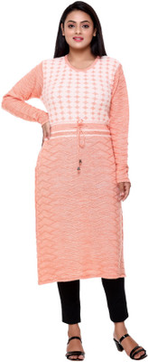 PIPASA WOMEN Women Self Design Straight Kurta(Pink)