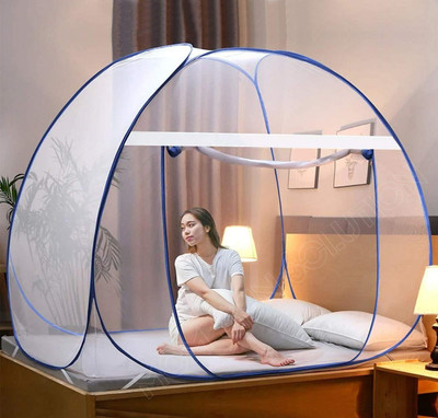 SIFRA Polyester Adults Washable Mosquito Net with Heavy Bag For Happy Living Mosquito Net(Blue, Tent)