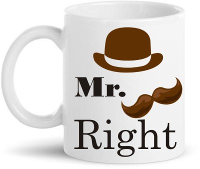 AD Gifts Mr Right and Mrs Right Printed Coffee and Tea Ceramic | Gift for Birthday | Gift for Couple| Friends, Children, Love, beautiful Ceramic Coffee (325 ml) Ceramic Coffee Mug(325 ml, Pack of 2)