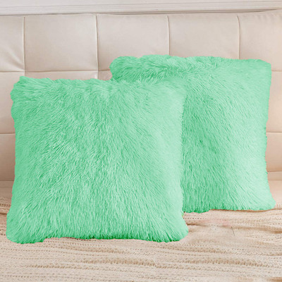 PriMaryHoMe Microfibre Solid Cushion Pack of 2(Light Green)