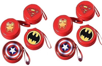 Paaroots Pack of 6 Pcs SuperHero Avenger Theme Round Tin Iron Box /Mini Pouch / Coin Purse