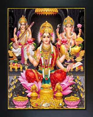 RV SALES laxmi ganesh saraswati photo frame for puja poom & wall Religious Frame