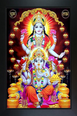 RV SALES laxmi ganesh photo frame for puja poom & wall WxH: 10x14 Religious Frame