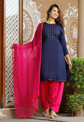 KRAFTTALESINDIA Embellished Kurta, Patiala & Dupatta Set