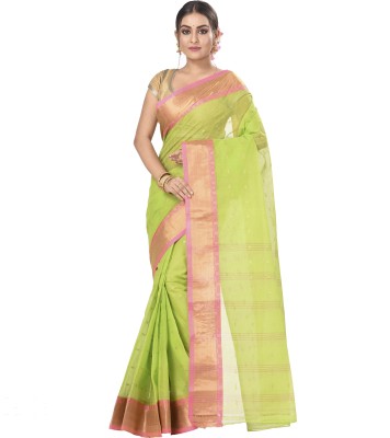 Ruuprekha Self Design Tant Cotton Blend Saree(Light Green)