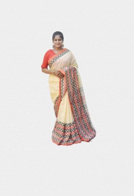 TARAMA ENTERPRISE Printed Daily Wear Pure Cotton Saree(Grey)