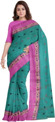 Bong ButiQ Woven Tant Pure Cotton Saree(Green)