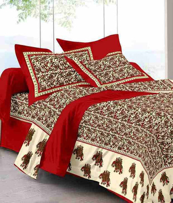 Bombay Spreads 120 TC Cotton Double Printed Flat Bedsheet(Pack of 1, Multicolor)
