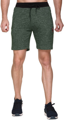 RF Raves Self Design Men Dark Green Sports Shorts