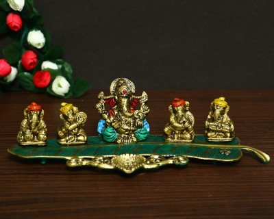 Chhariya Crafts Metal Musical Ganesh Idol With Diya Gift For Diwali For Home And Office Decorative Showpiece  -  12 cm(Metal, Multicolor)