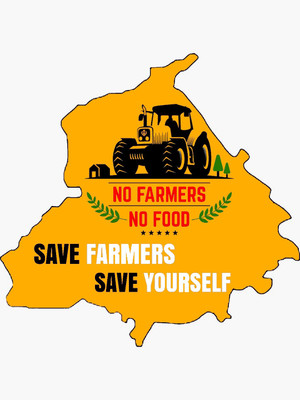 HindK 12.7 cm Farmer sticker Self Adhesive Sticker(Pack of 3)