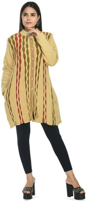 manra Woven Round Neck Casual Women Beige Sweater