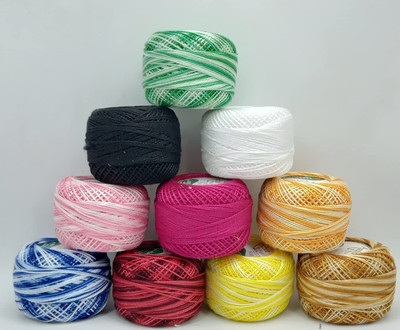 ARTPARASITE Crochet Cotton Pearl Threads - Crochet Cotton Yarn 10 Grams-10 Pcs Multicolor Thread(25 m Pack of10)