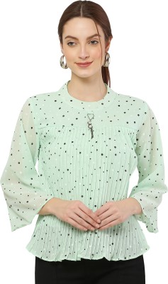 MUMRAA Casual Printed Women Light Green Top