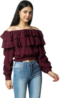 INDAISY FASHION Casual Solid Women Purple Top