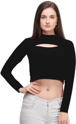 Christone Casual Solid Women Black Top