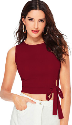 Stylish Fashion Casual Solid Women Maroon Top