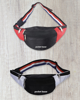 pocket bazar PACK OF 2 WAIST BAG FOR MEN'S AND WOMEN'S Waist Bag(Multicolor)