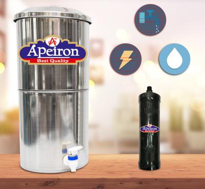 Apeiron Water Purifier With Carbon Candle 16 L Gravity Based Water Purifier(Silver)
