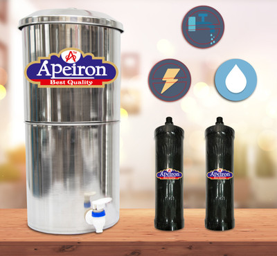 Apeiron Water Purifier With Carbon Candle 18 L Gravity Based Water Purifier(Silver)