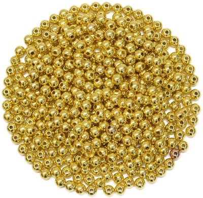 ASIAN HOBBY CRAFTS Golden Shining Beads Size 8mm Round Pack of 200GM