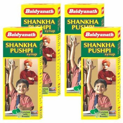 Baidyanath Shankhapushpi Syrup I Concentration Supplement 100 ml(Pack of 4, 100 ml)