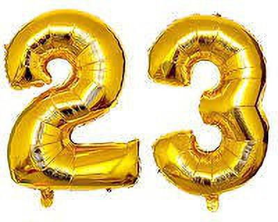Giftzadda Solid 23 Number Foil Balloon Gold (16inch) , 23th Birthday/ Anniversary Foil Balloon, Kids Party Decor , Theme Birthday Party , Foil Balloons , Birthday Balloons - Golden Letter Balloon(Gold, Pack of 2)