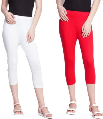 Dollar Missy Four-Way Stretchable Mid Calf Length Women Red, White Capri