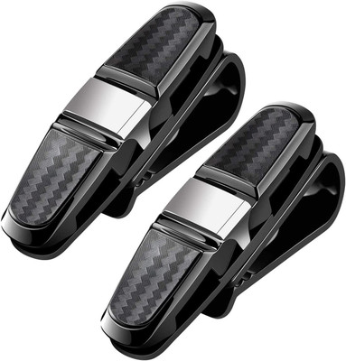 carfrill Glasses Holders for Car Sun Visor, Rotatable Car Eyeglasses Sunglasses Hanger Mount with Ticket Card Clip Black Car Sunglass Clip Holder