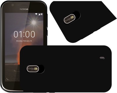 CASE CREATION Back Cover for Nokia 1(Black, Grip Case, Silicon, Pack of: 1)