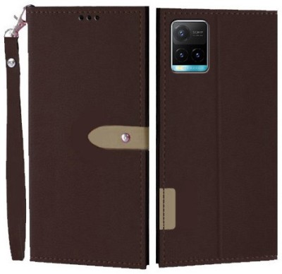 Wynhard Flip Cover for Vivo Y33s, Vivo Y21T(Brown, Grip Case, Pack of: 1)