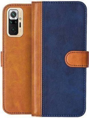 Flospy Flip Cover for Mi Redmi Note 10 Pro(Blue, Brown, Shock Proof, Pack of: 1)