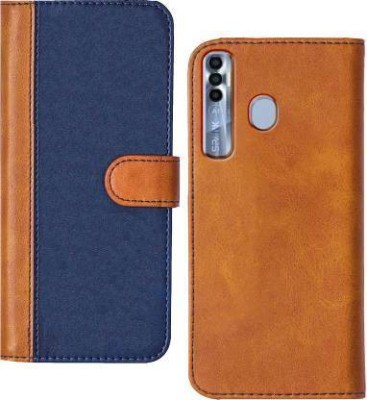 Mycos Flip Cover for Tecno Spark 7 Pro(Blue, Brown, Shock Proof, Pack of: 1)